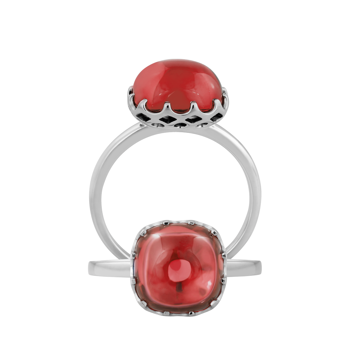 Nhẫn nữ đính đá màu Garnet vàng 14K Candie S.Gar