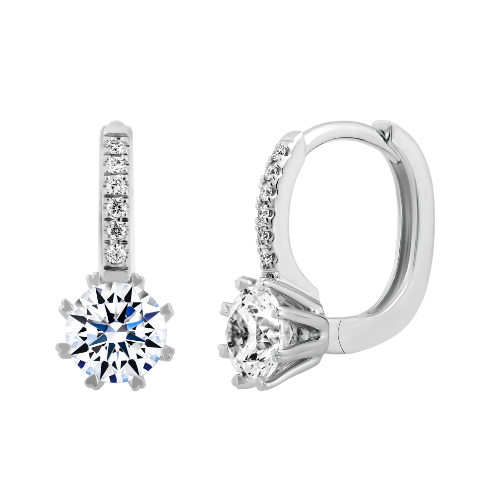Hoa tai kim cương tấm vàng 14K Carita 5C
