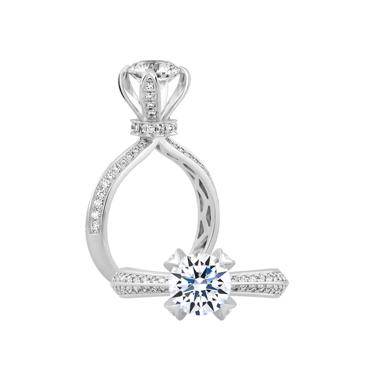 Ổ nhẫn nữ kim cương tấm vàng 14K Jugend 3C