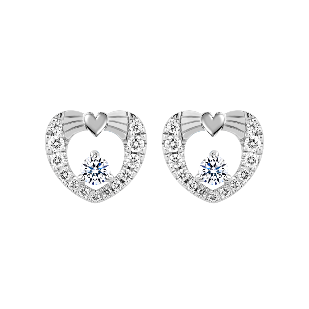 Hoa tai đính đá CZ vàng 14K Flaring Heart 5p