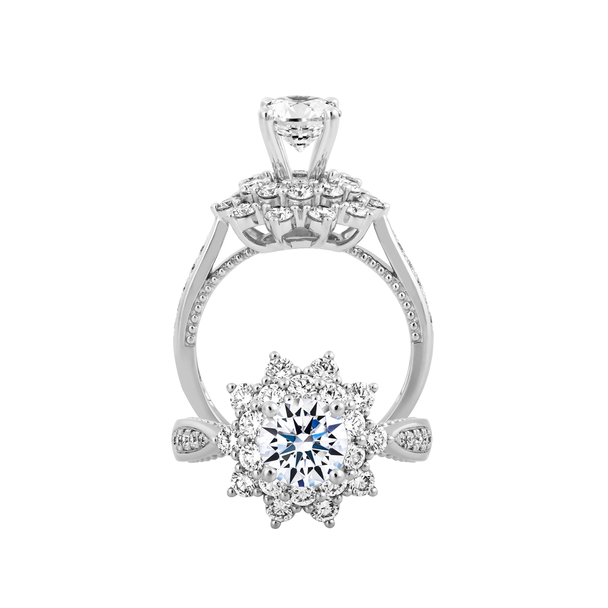 Ổ nhẫn nữ kim cương tấm vàng 14K Micah 1CT