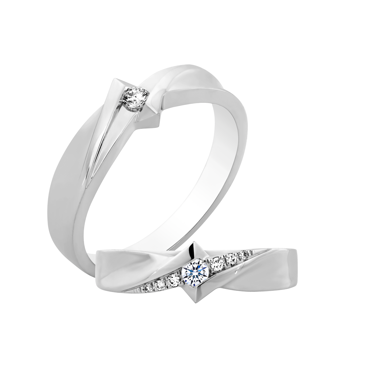 Nhẫn cưới nữ đính đá CZ vàng 14K Luminous N5p F