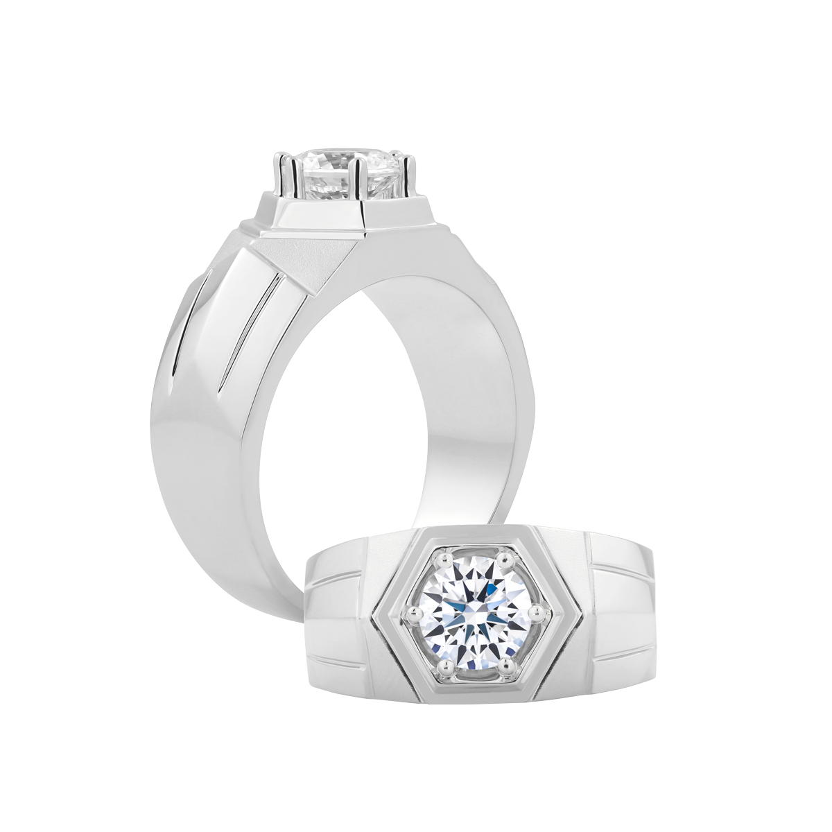 Nhẫn nam đính đá CZ vàng 14K Aventador 1CT W