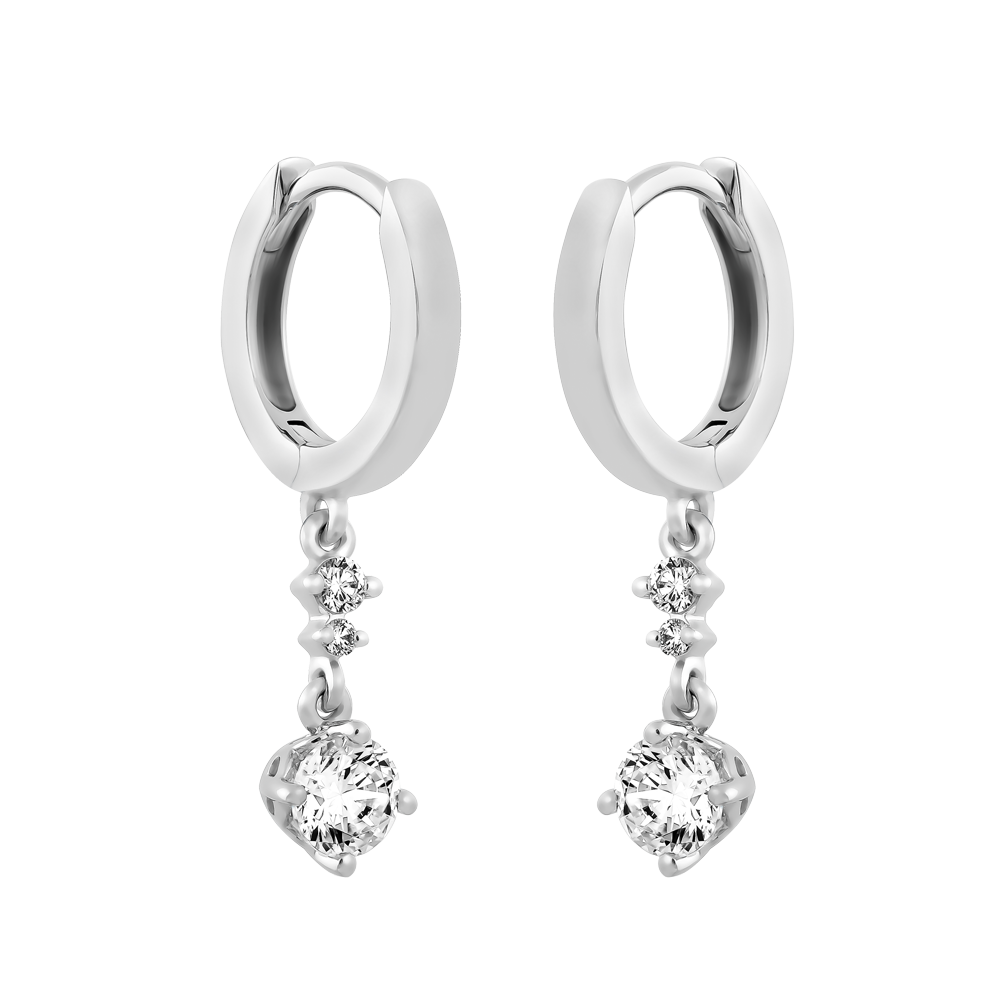Hoa tai kim cương tấm vàng 14K Danita 3C