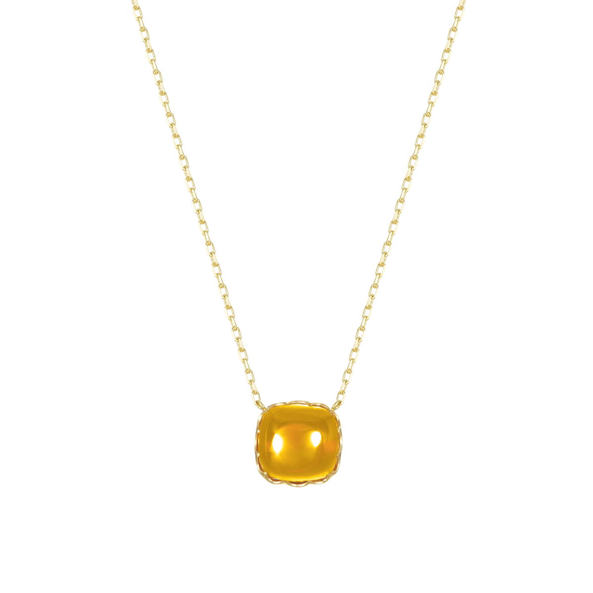 Dây liền mặt đính đá màu Champagne vàng 14K Candie S.Cha