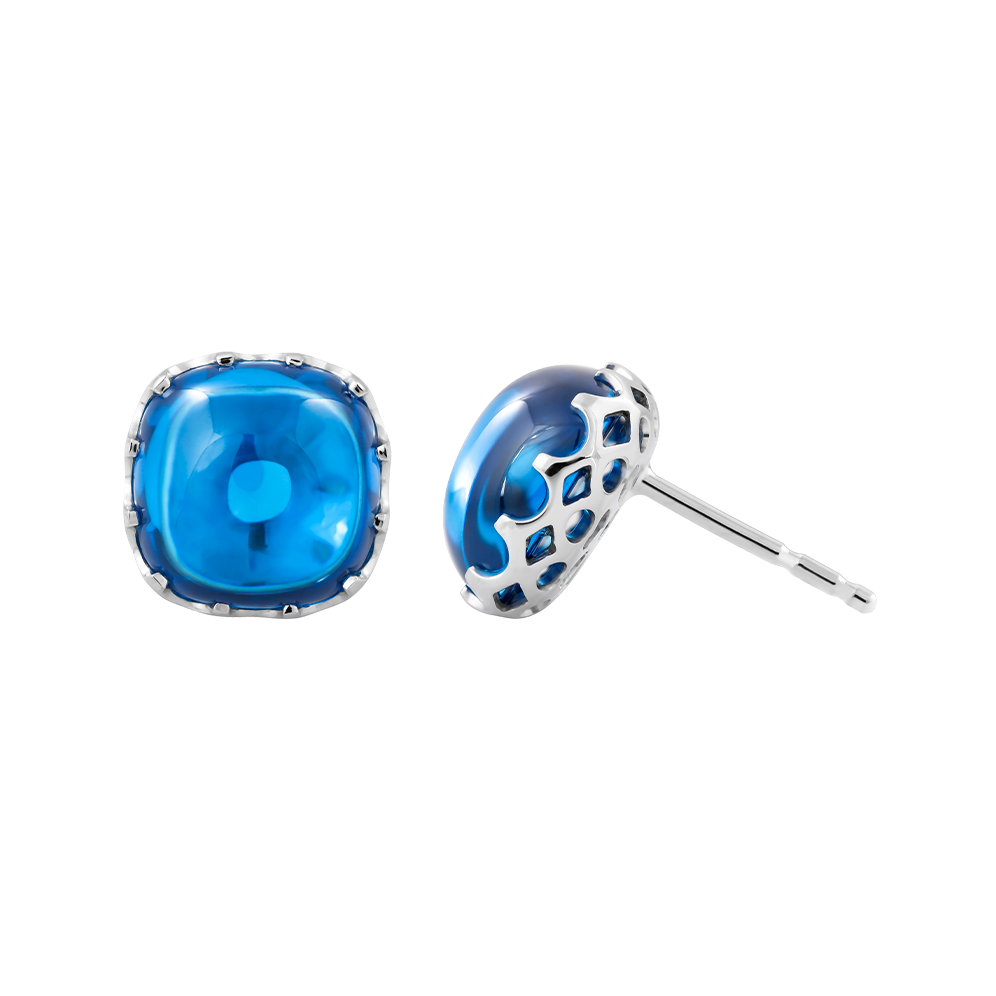 Hoa tai đính đá màu Topaz vàng 14K Candie S.Top