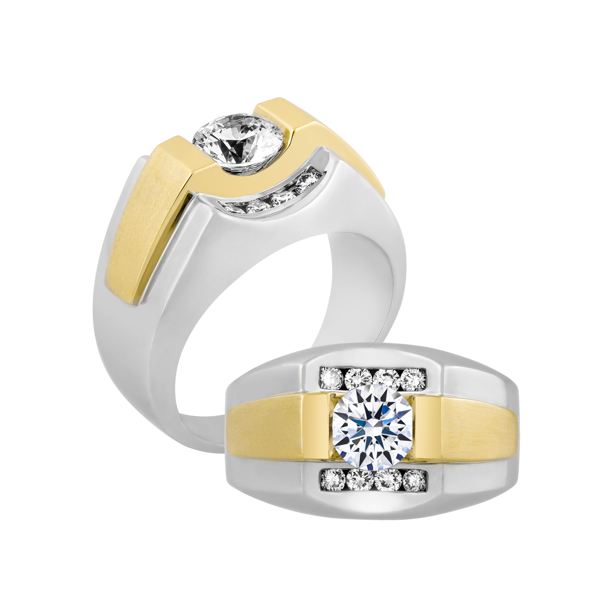 Nhẫn nam kim cương tấm vàng 14K Rolan N2 5C WY
