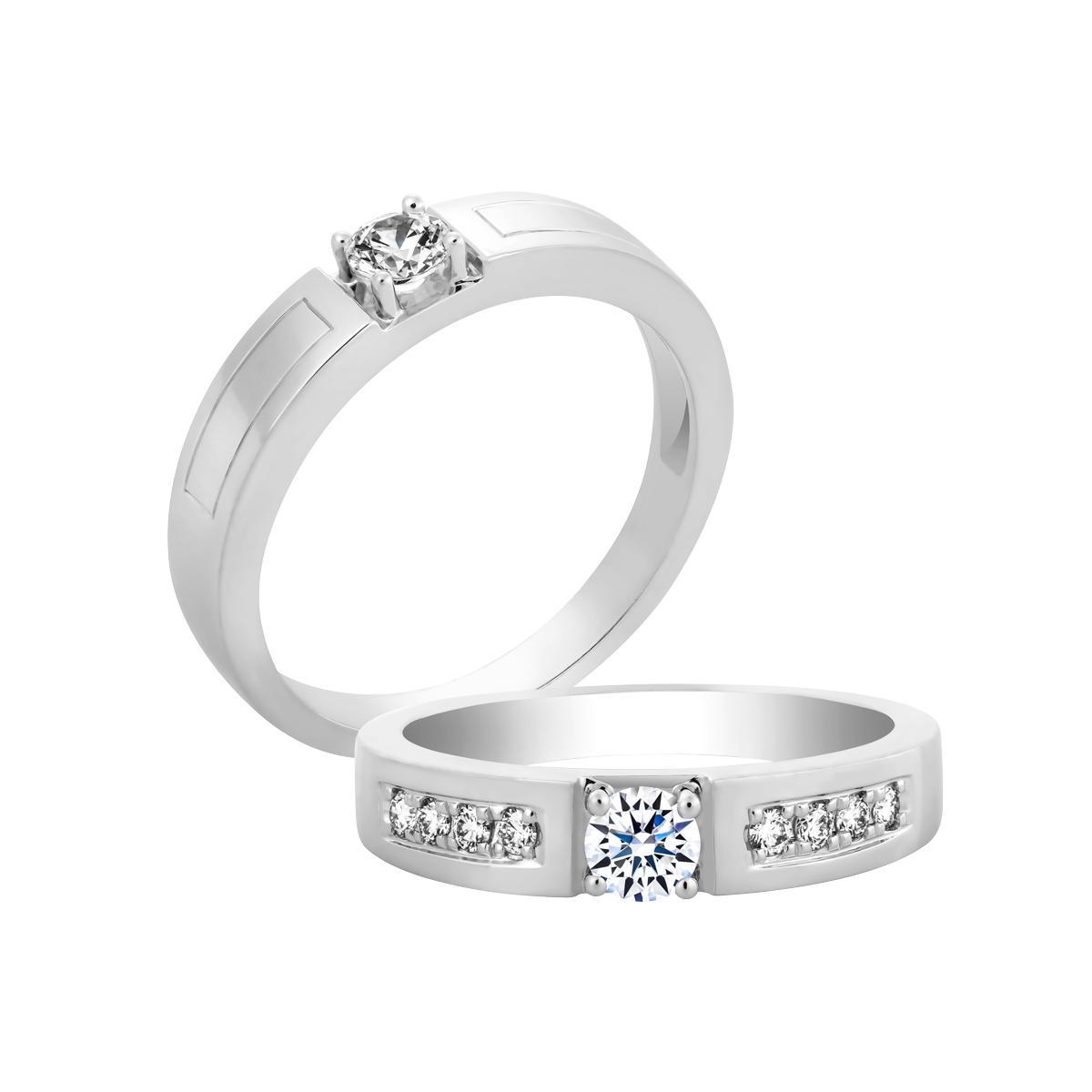 Nhẫn cưới nữ kim cương tấm vàng 14K Carolina 2C F