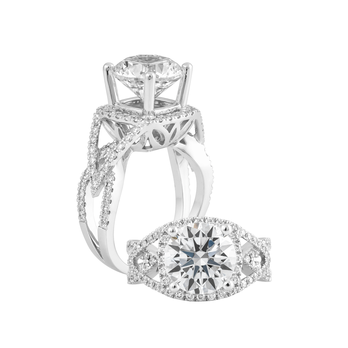 Nhẫn nữ kim cương tấm vàng 14K Pavati 3CT