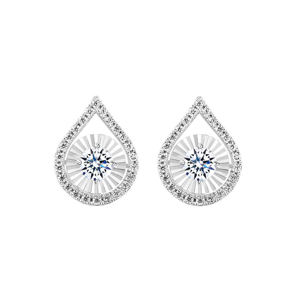 Hoa tai kim cương tấm vàng 14K Jacenta V2 2C