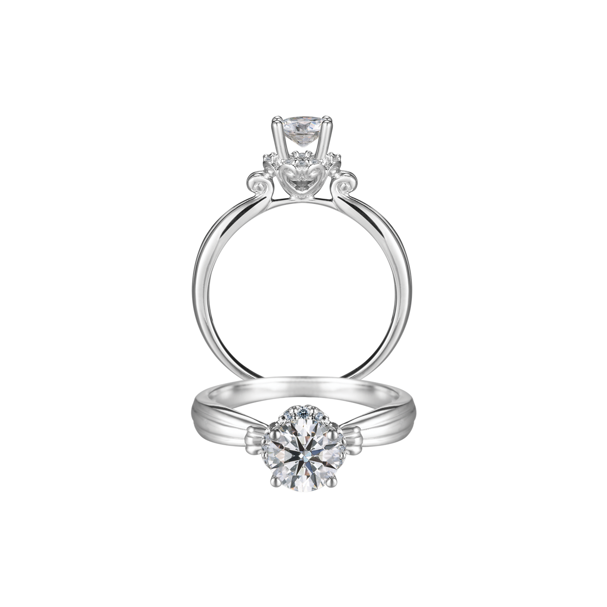 Ổ nhẫn nữ kim cương tấm vàng 14K Wisdom 5C
