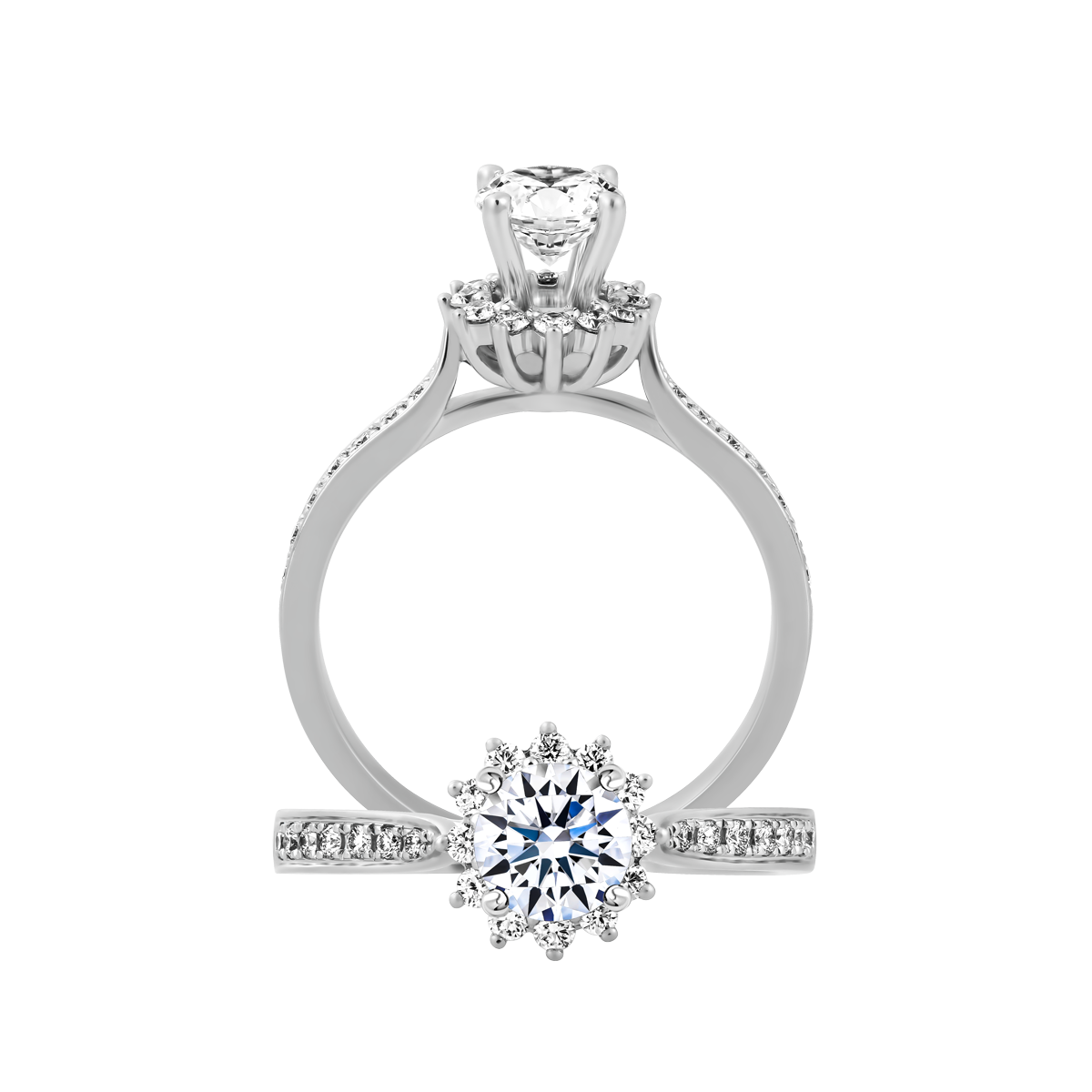 Ổ nhẫn nữ kim cương tấm vàng 14K Zemila 5C