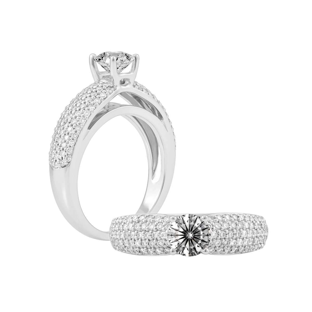 Nhẫn nữ kim cương tấm vàng 14K Plasmon 1CT
