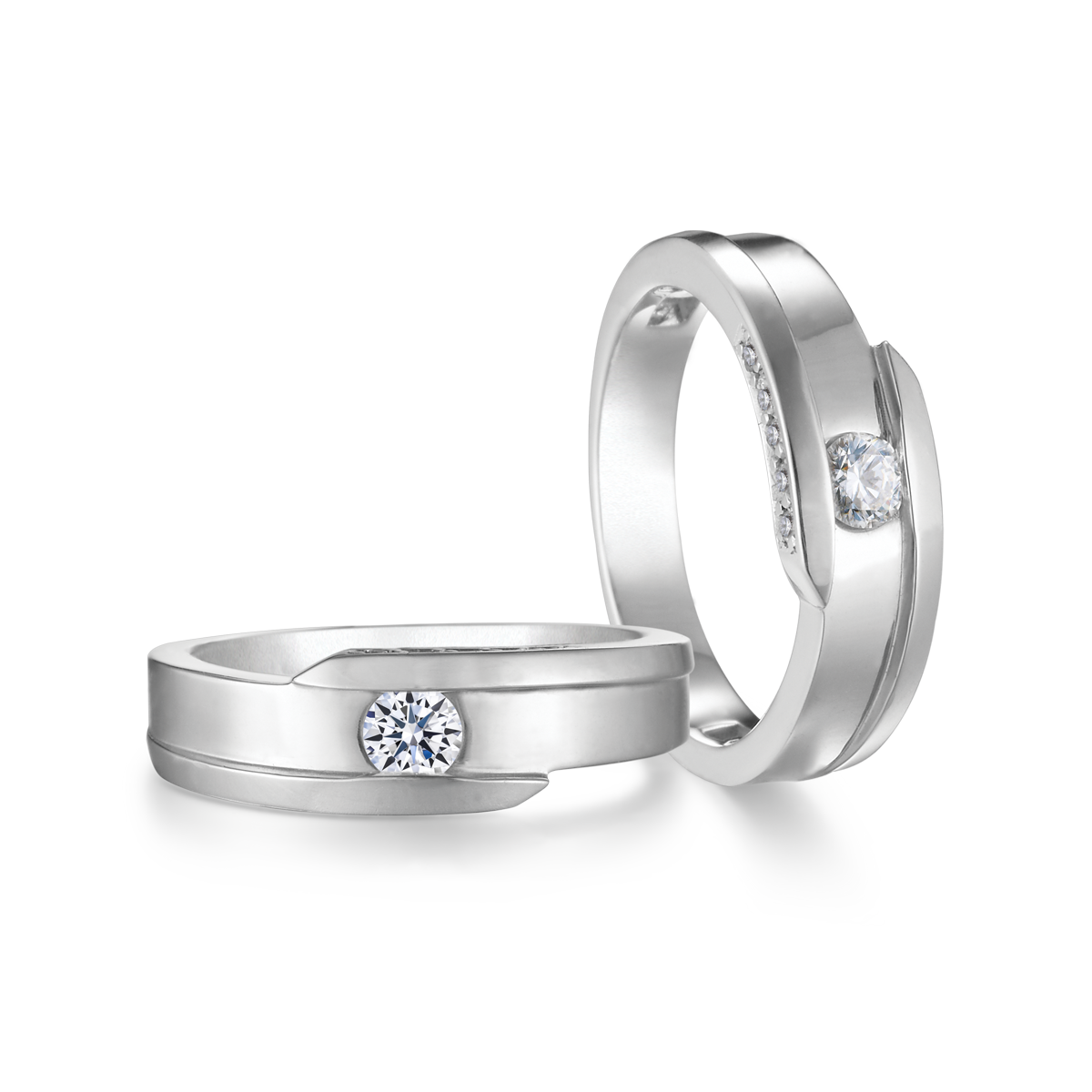 Nhẫn cưới nữ kim cương tấm vàng 14K Danky 2C F