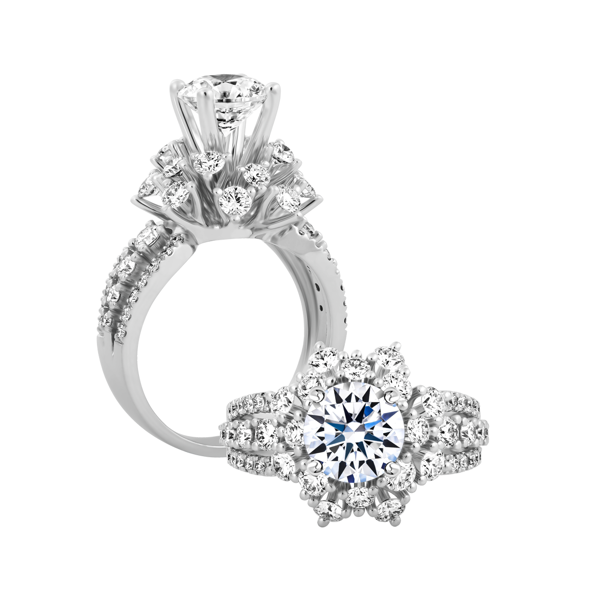 Nhẫn nữ kim cương tấm vàng 14K Flourishing 1.5CT