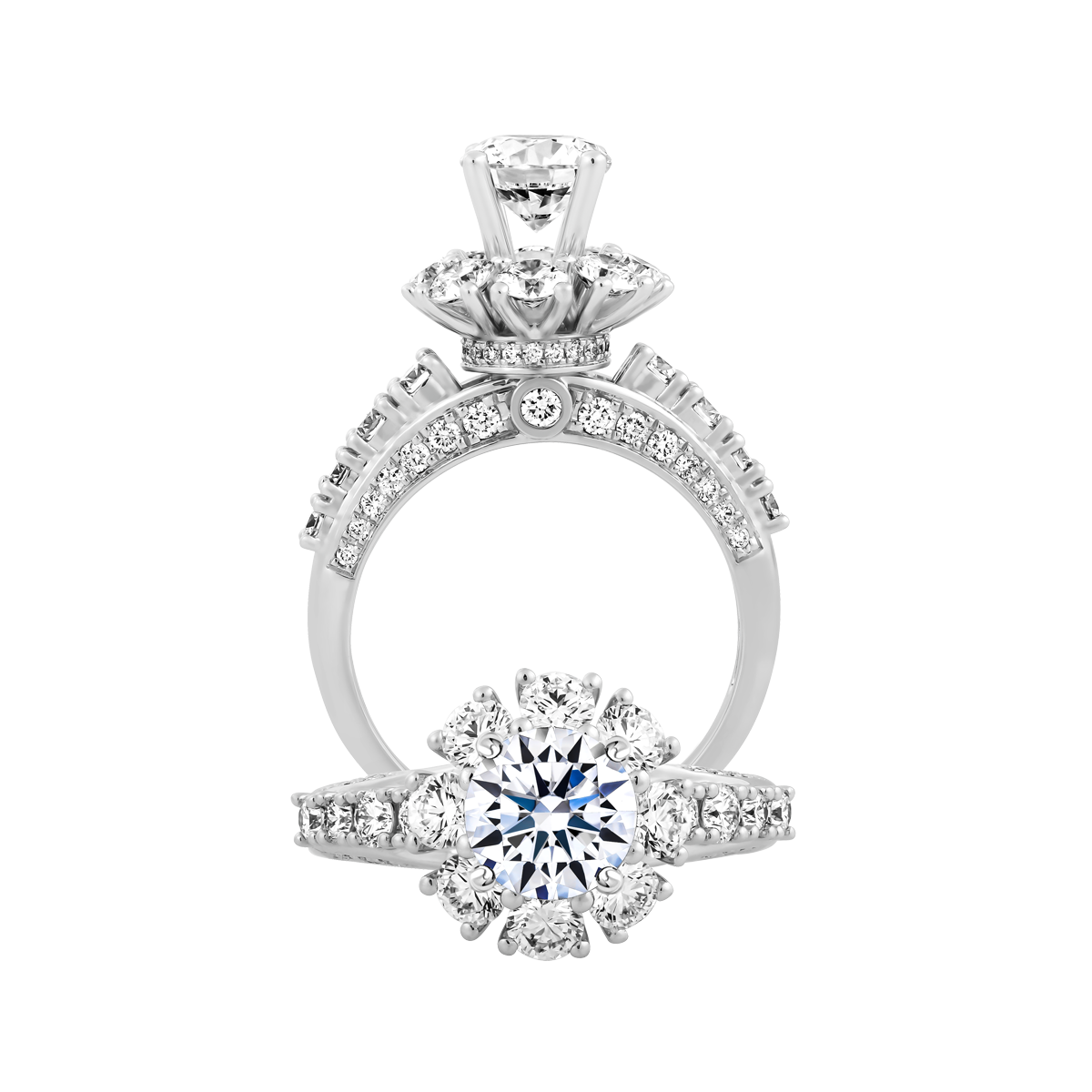 Nhẫn nữ kim cương tấm vàng 14K Grandeur 1CT