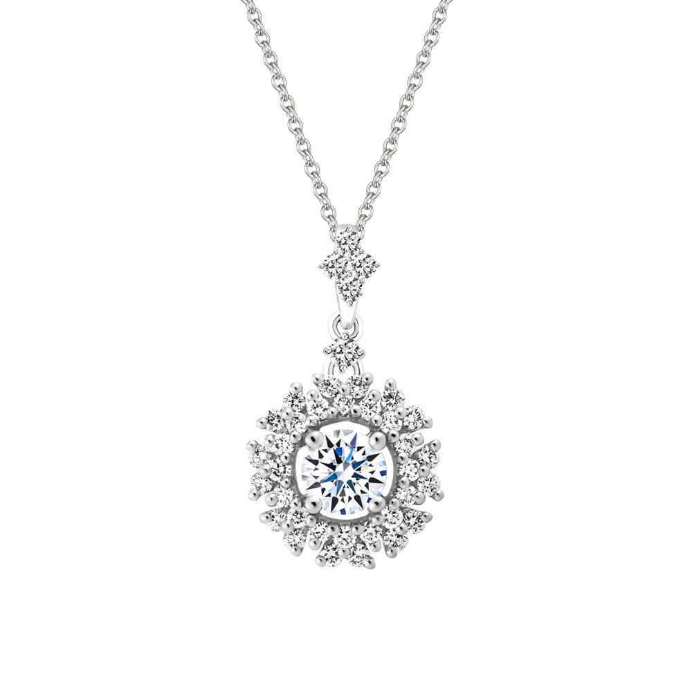 Mặt kim cương 8 Hearts & Arrows vàng 14K Begonia 2 H&A 2C