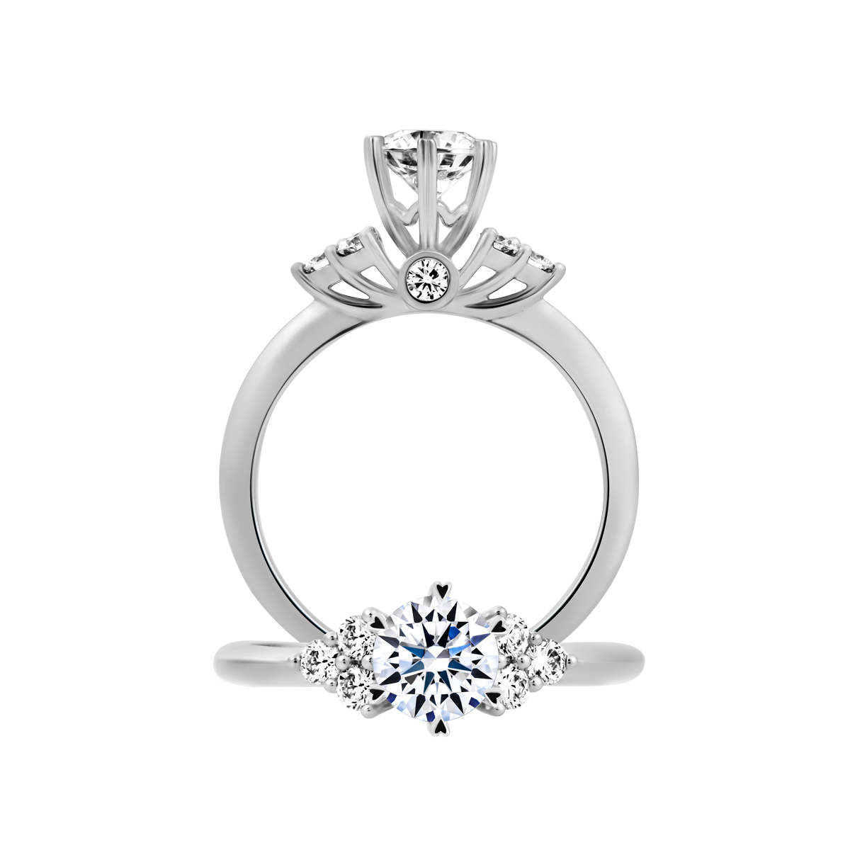 Nhẫn nữ kim cương tấm vàng 14K Catherine 5C