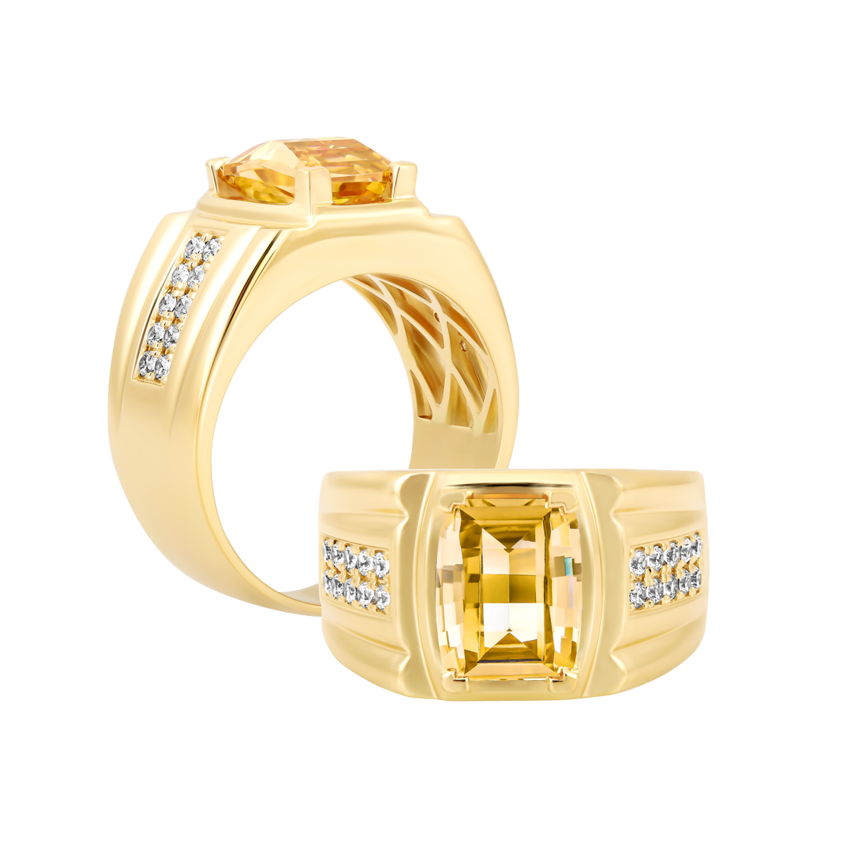 Nhẫn nam đính đá màu Champagne vàng 10K David S.CHA Y
