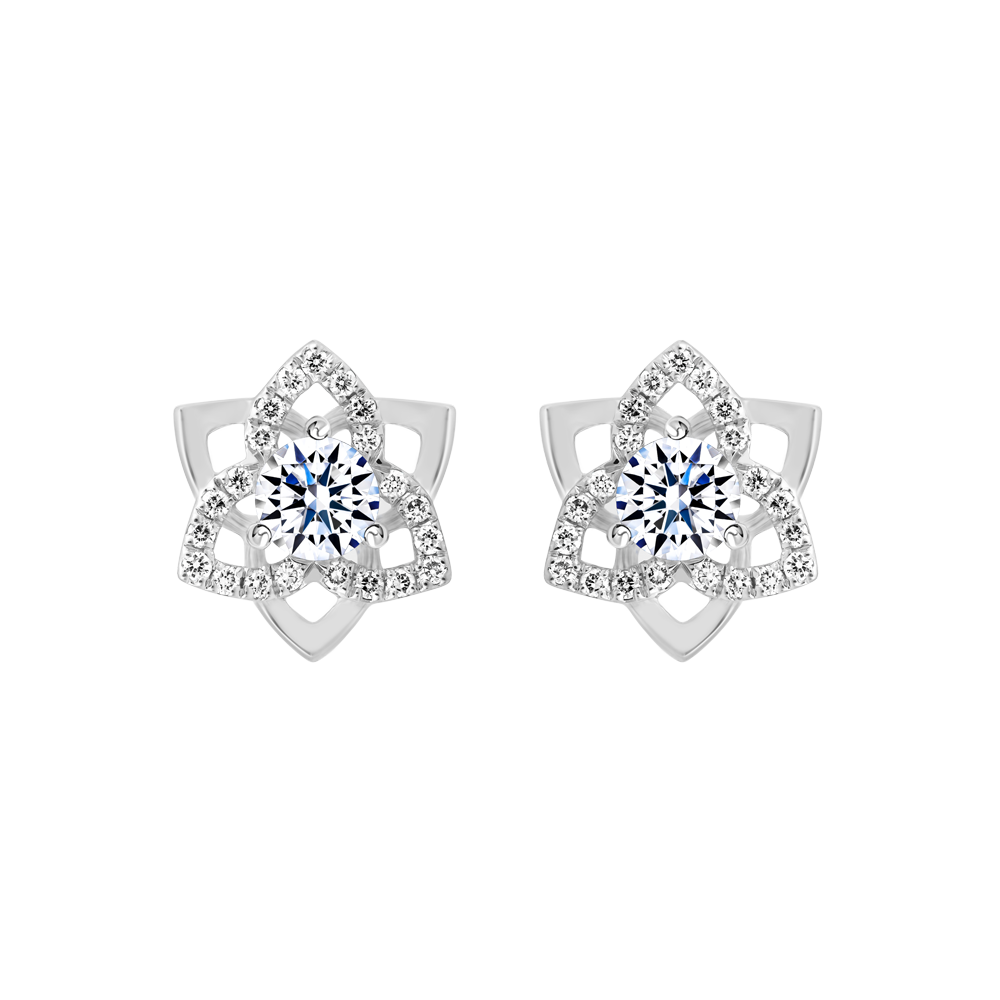 Hoa tai kim cương tấm vàng 14K Feritional V2 2C