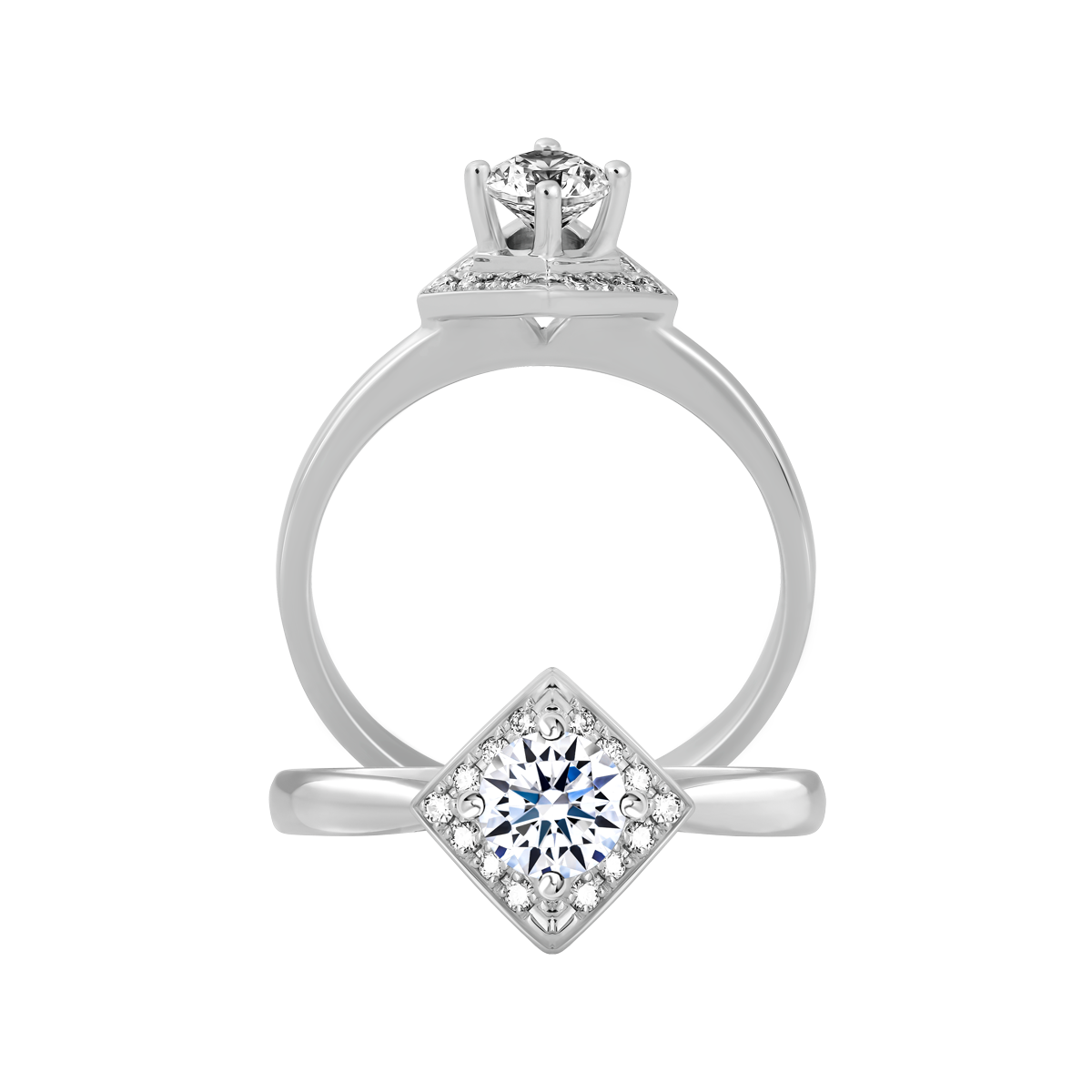 Ổ nhẫn nữ kim cương tấm vàng 14K Primier 2C