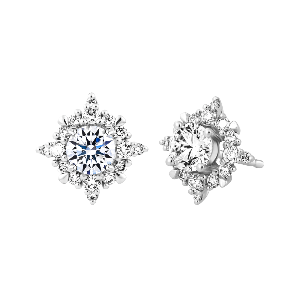 Hoa tai kim cương 8 Hearts & Arrows vàng 14K Glare H&A 2C