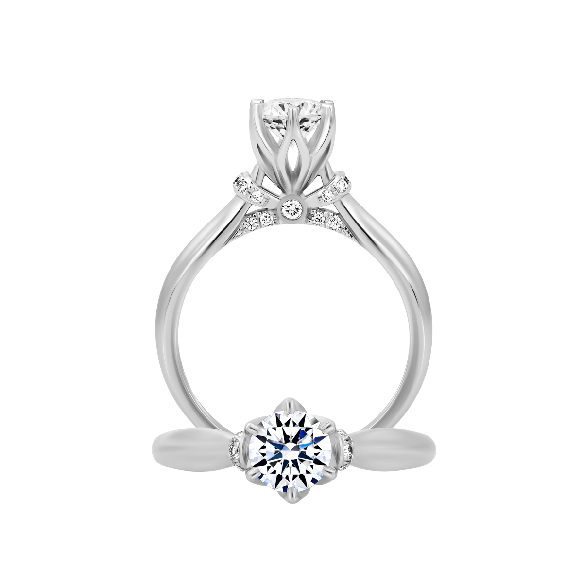 Ổ nhẫn nữ kim cương tấm vàng 14K Delights 5C