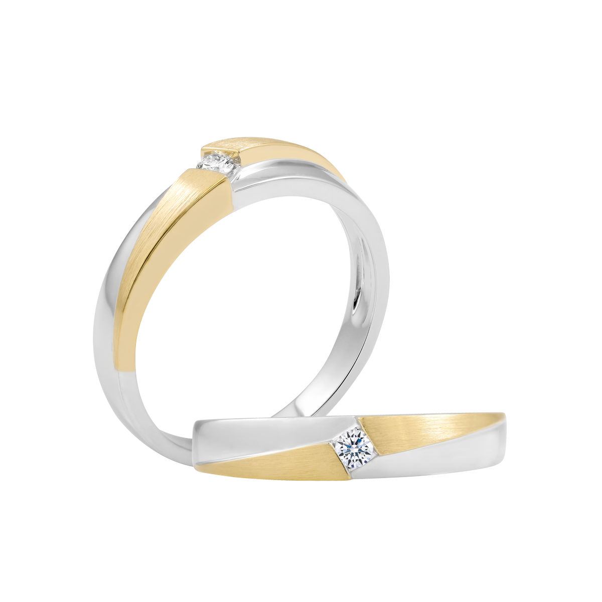 Nhẫn cưới nam đính đá CZ vàng 14K Eritha 5p M
