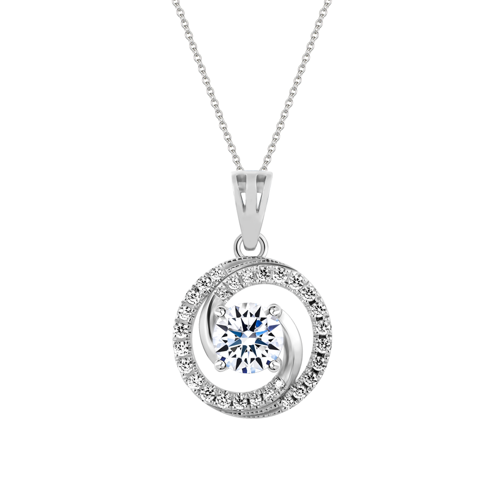 Mặt đính đá CZ vàng 14K Circular 1CT