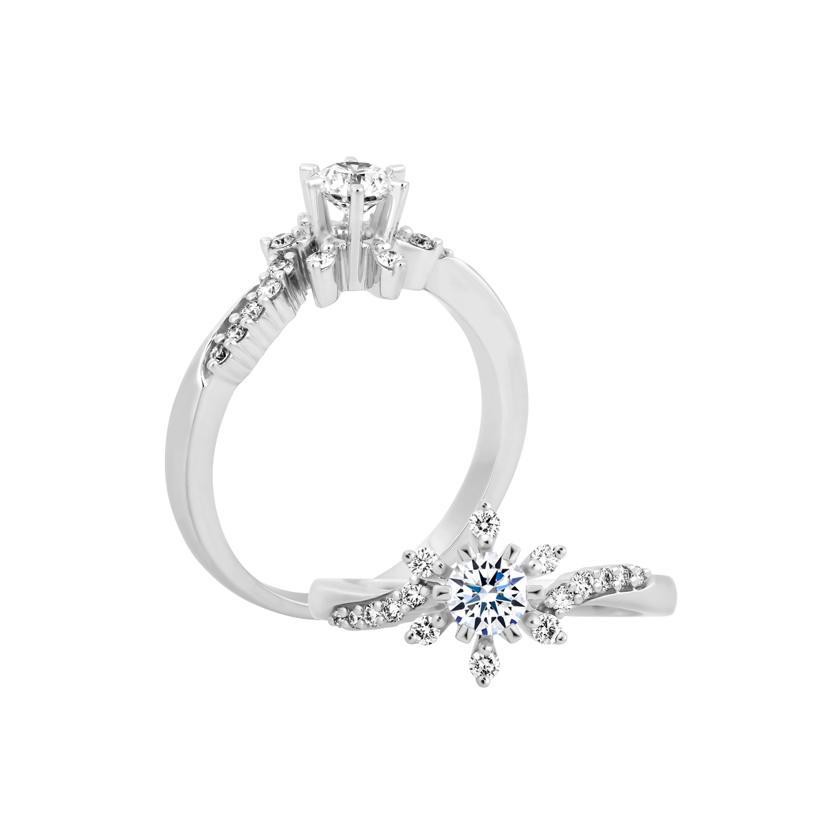 Nhẫn nữ kim cương 8 Hearts & Arrows vàng 14K Elites N H&A 2C