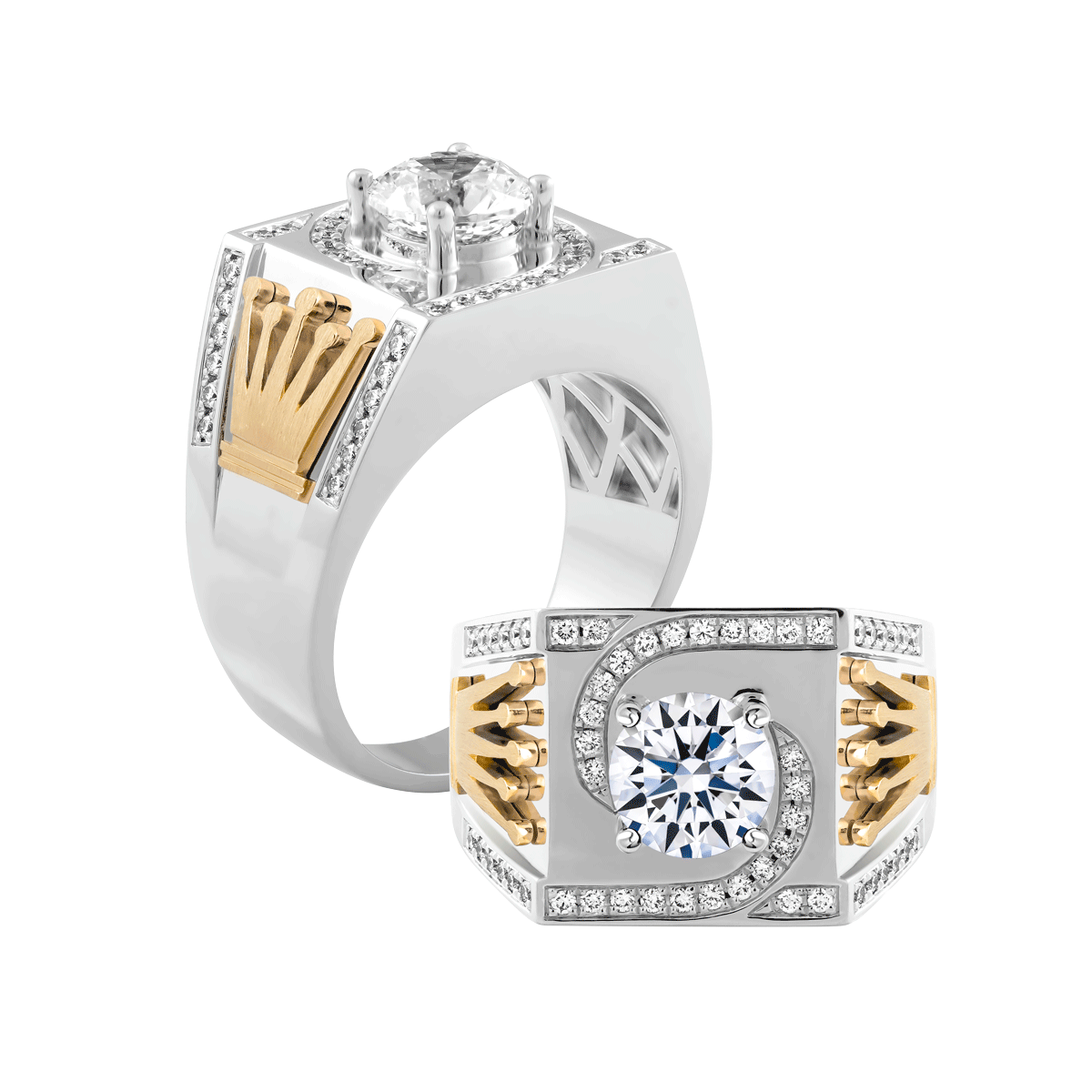 Nhẫn nam kim cương tấm vàng 14K Super V2 5C WY