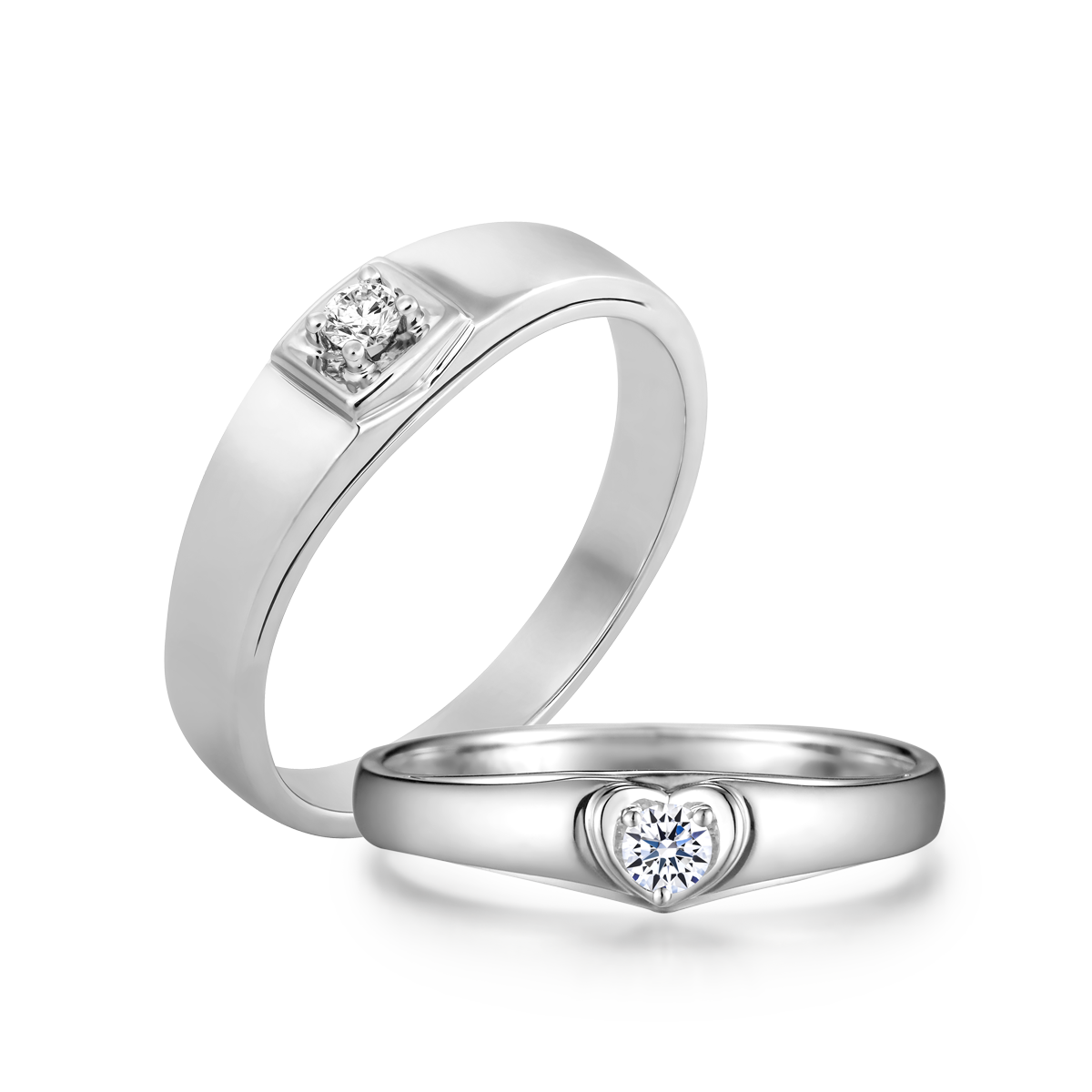 Nhẫn cưới nữ đính đá CZ vàng 14K Oberon N2C F