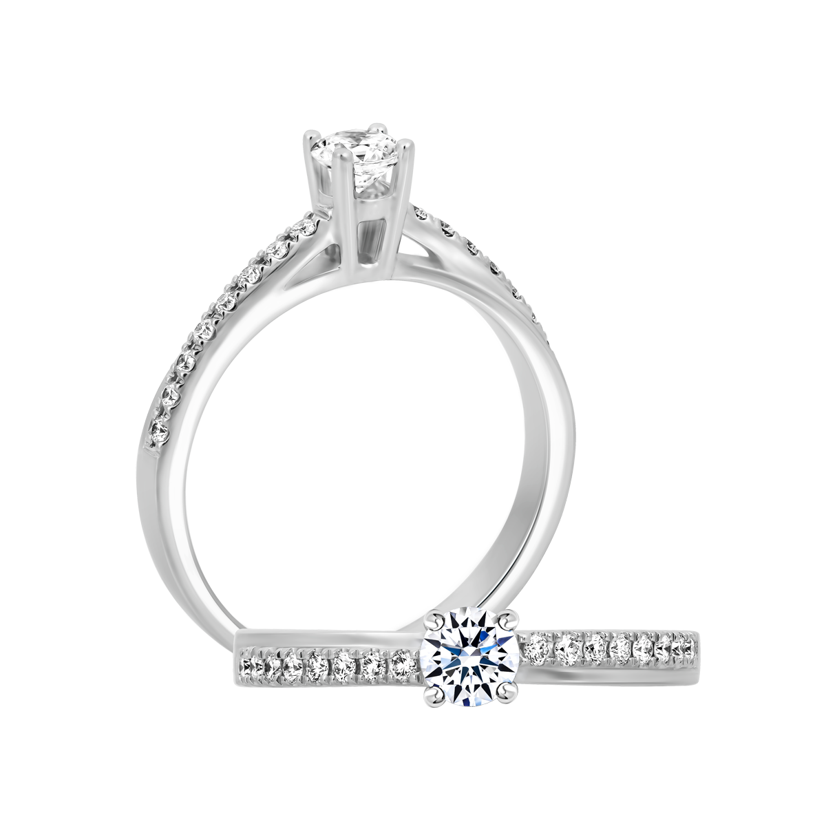 Nhẫn nữ kim cương 8 Hearts & Arrows vàng 14K Valuable H&A 2C