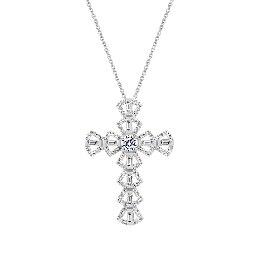 Mặt đính đá CZ vàng 14K Glowing Cross 2C