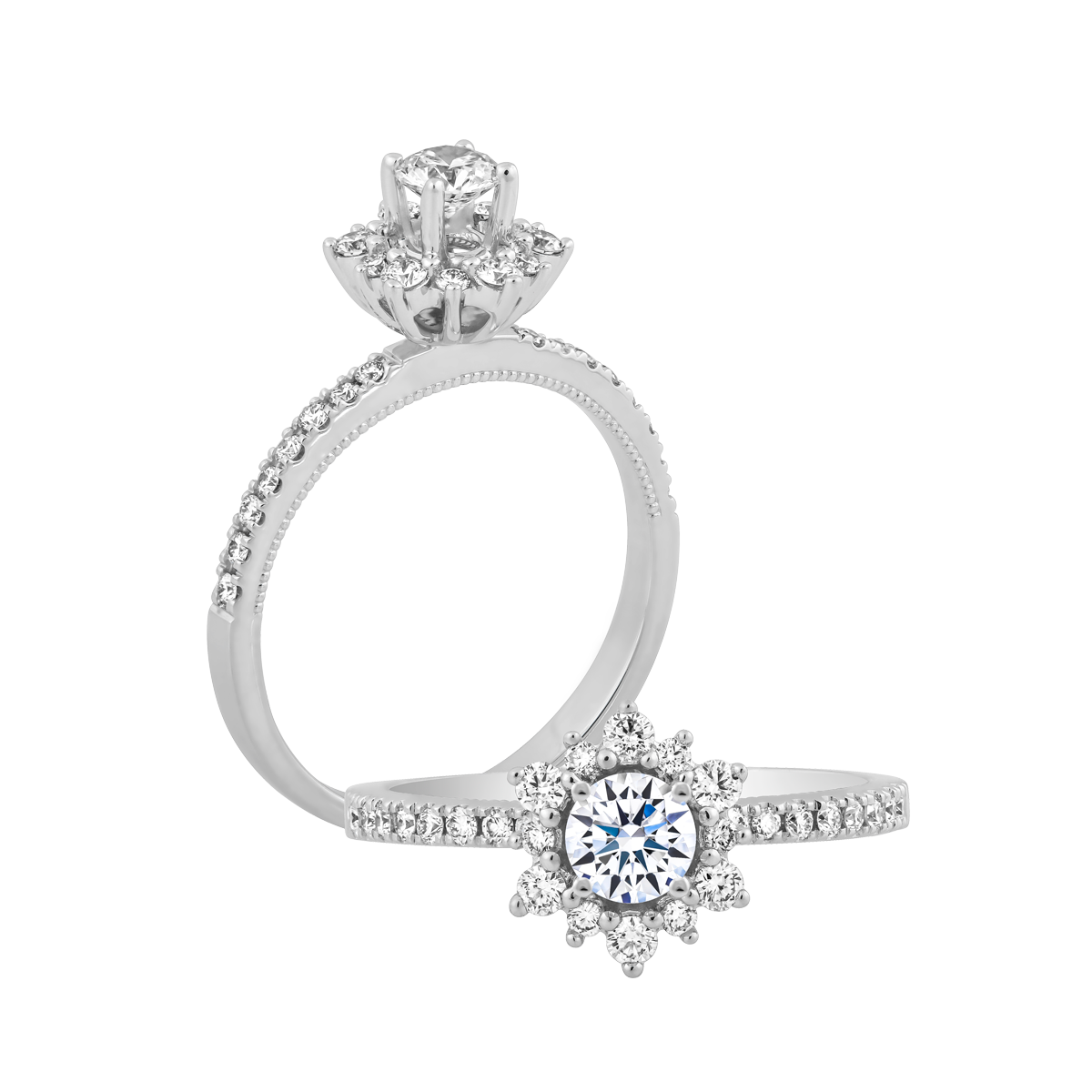 Nhẫn nữ kim cương 8 Hearts & Arrows vàng 14K Emma H&A 2C