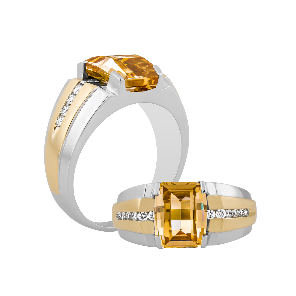 Nhẫn nam kim cương tấm vàng 14K Collin S.CHA WY
