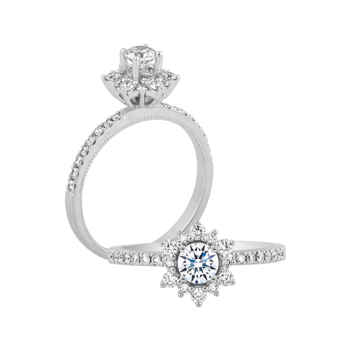 Nhẫn nữ kim cương tấm vàng 14K Emma 3C