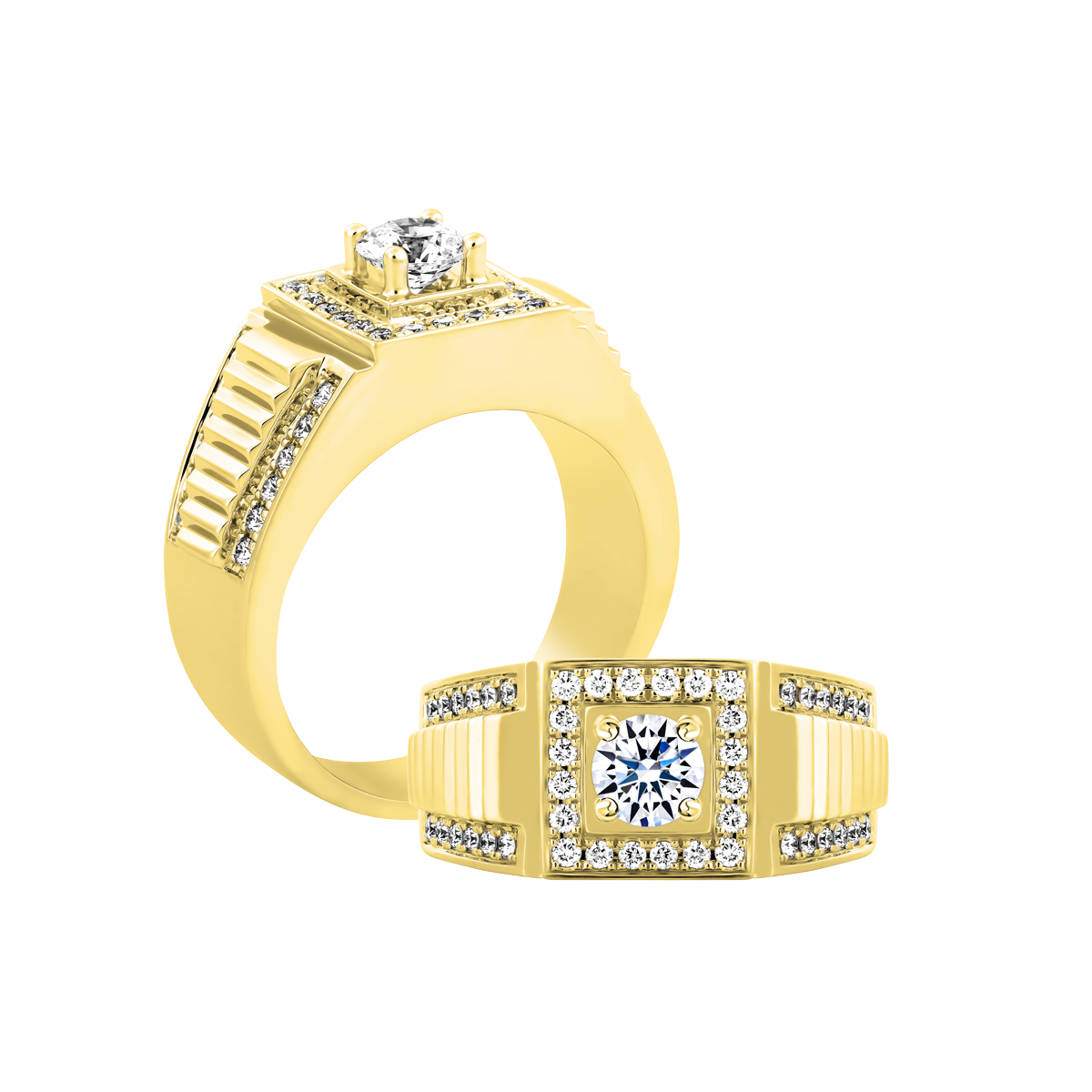 Nhẫn nam kim cương tấm vàng 14K Ralphnize 1CT Y
