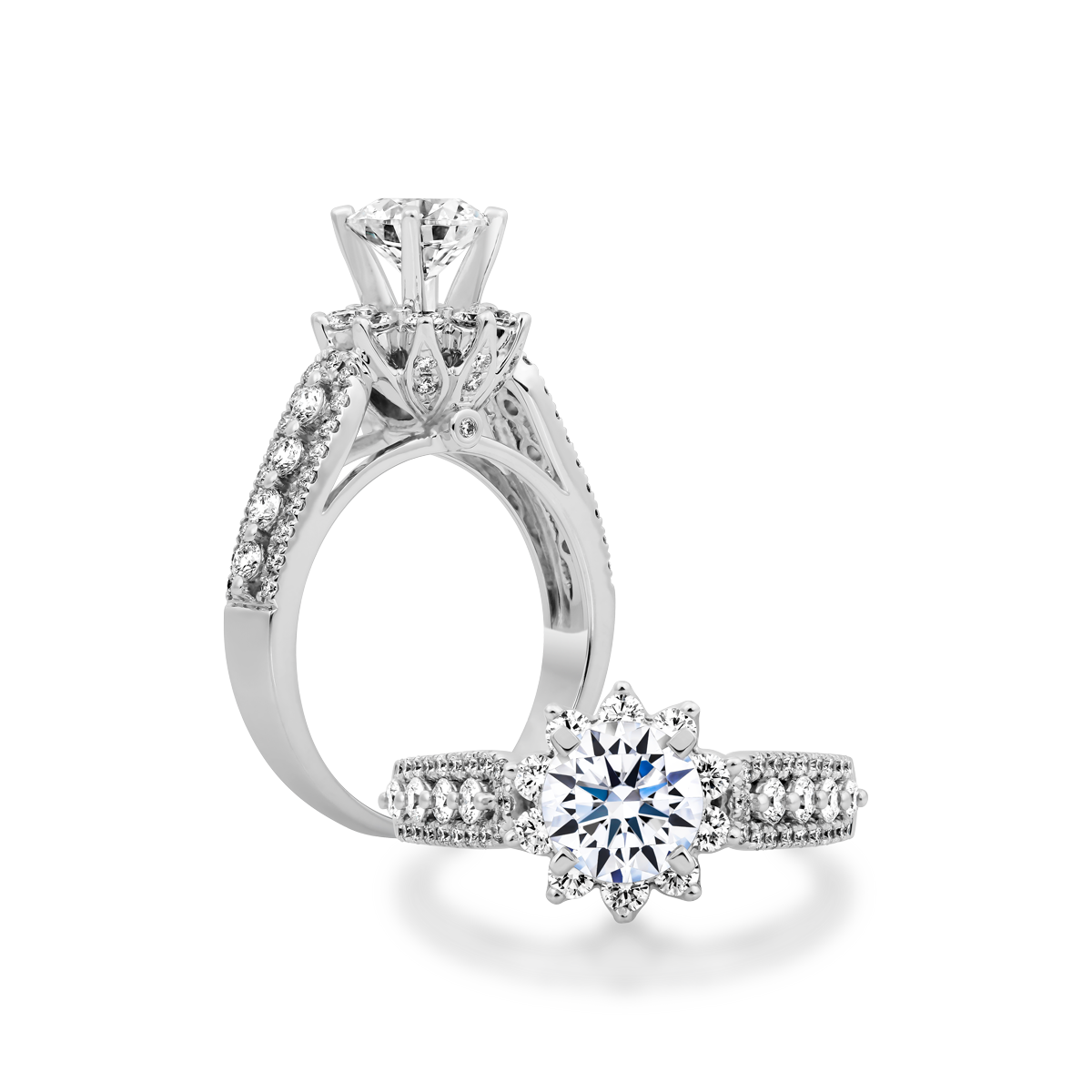 Ổ nhẫn nữ kim cương tấm vàng 14K Beleza N 3C