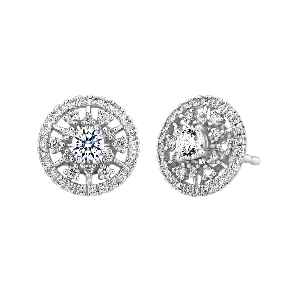 Hoa tai kim cương 8 Hearts & Arrows vàng 14K Claretta H&A 2C
