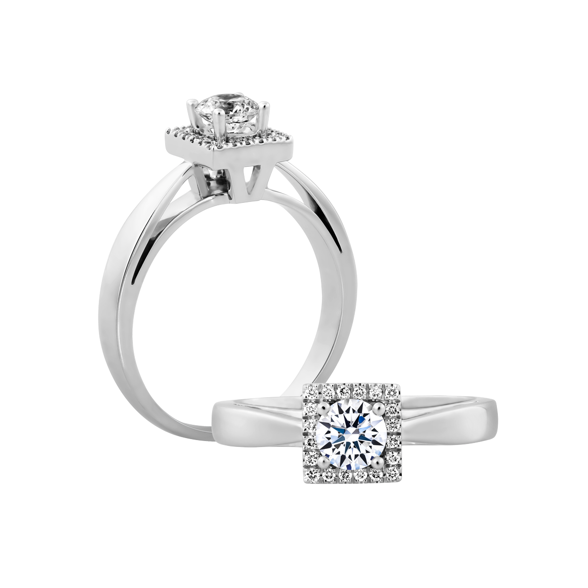 Ổ nhẫn nữ kim cương tấm vàng 14K Attraction 3C
