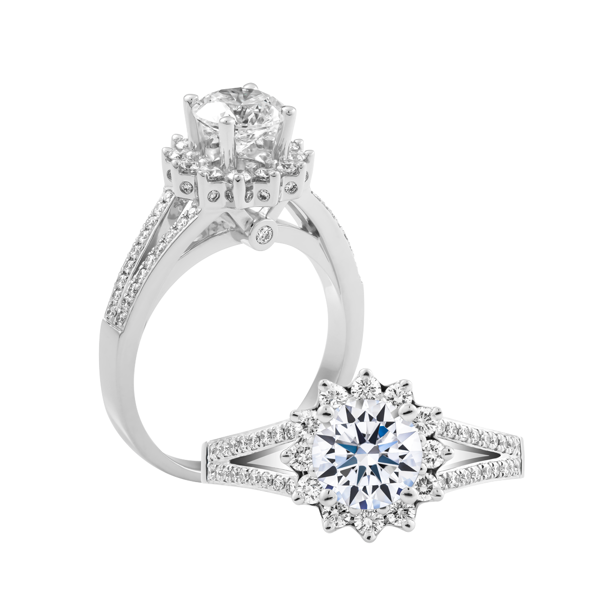 Ổ nhẫn nữ kim cương tấm vàng 14K Horizon N 5C