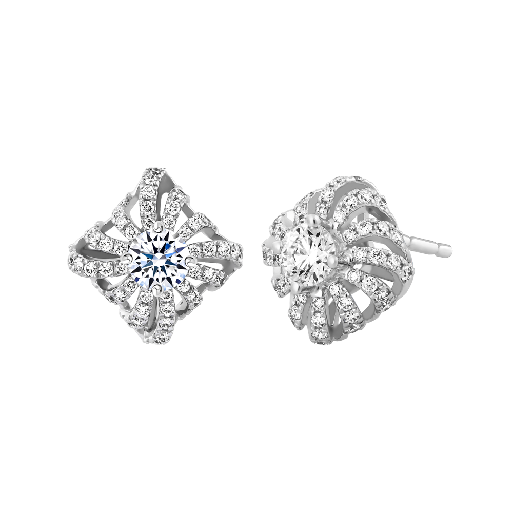 Hoa tai kim cương 8 Hearts & Arrows vàng 14K Jewel N H&A 2C