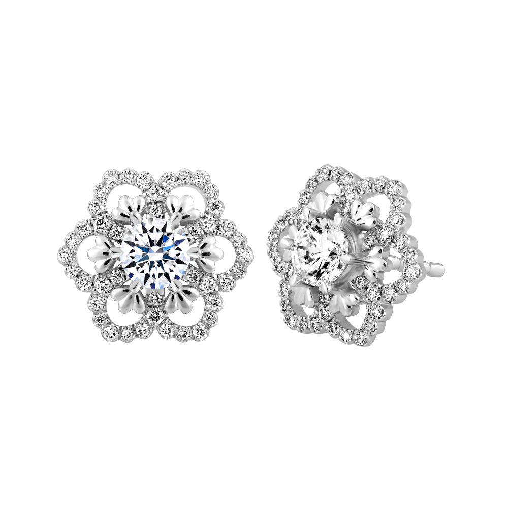 Ổ Bông kim cương tấm vàng 14K Cherish 3C