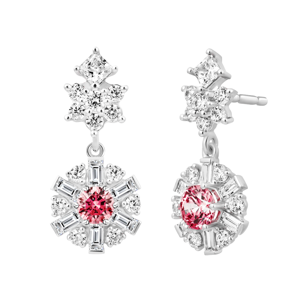 Hoa tai đính đá CZ vàng 14K Brighty RED 5C