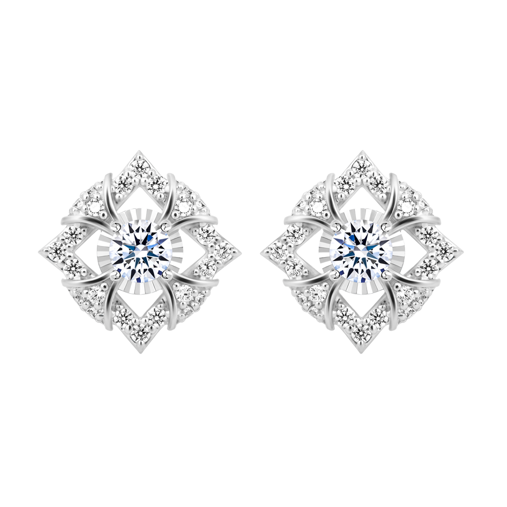 Hoa tai đính đá CZ vàng 14K Elegant 2C