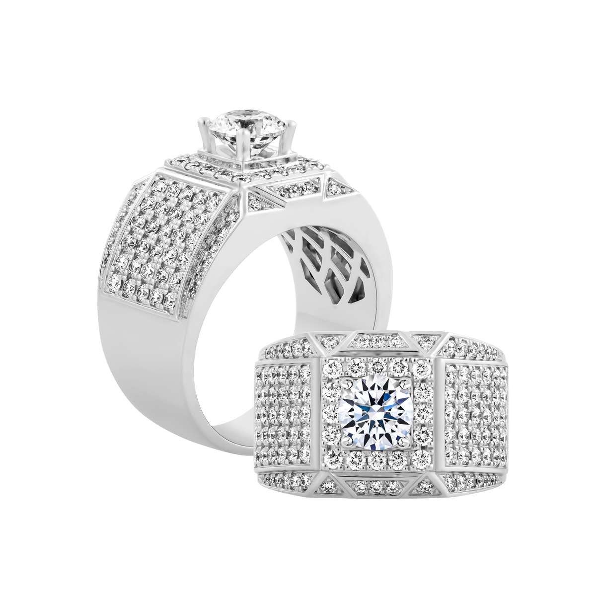 Ổ nhẫn nam kim cương tấm vàng 14K Garrich 5C W