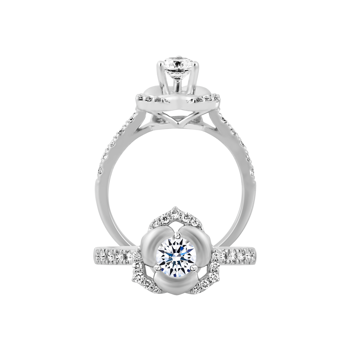 Nhẫn nữ kim cương tấm vàng 14K Rosace 3C