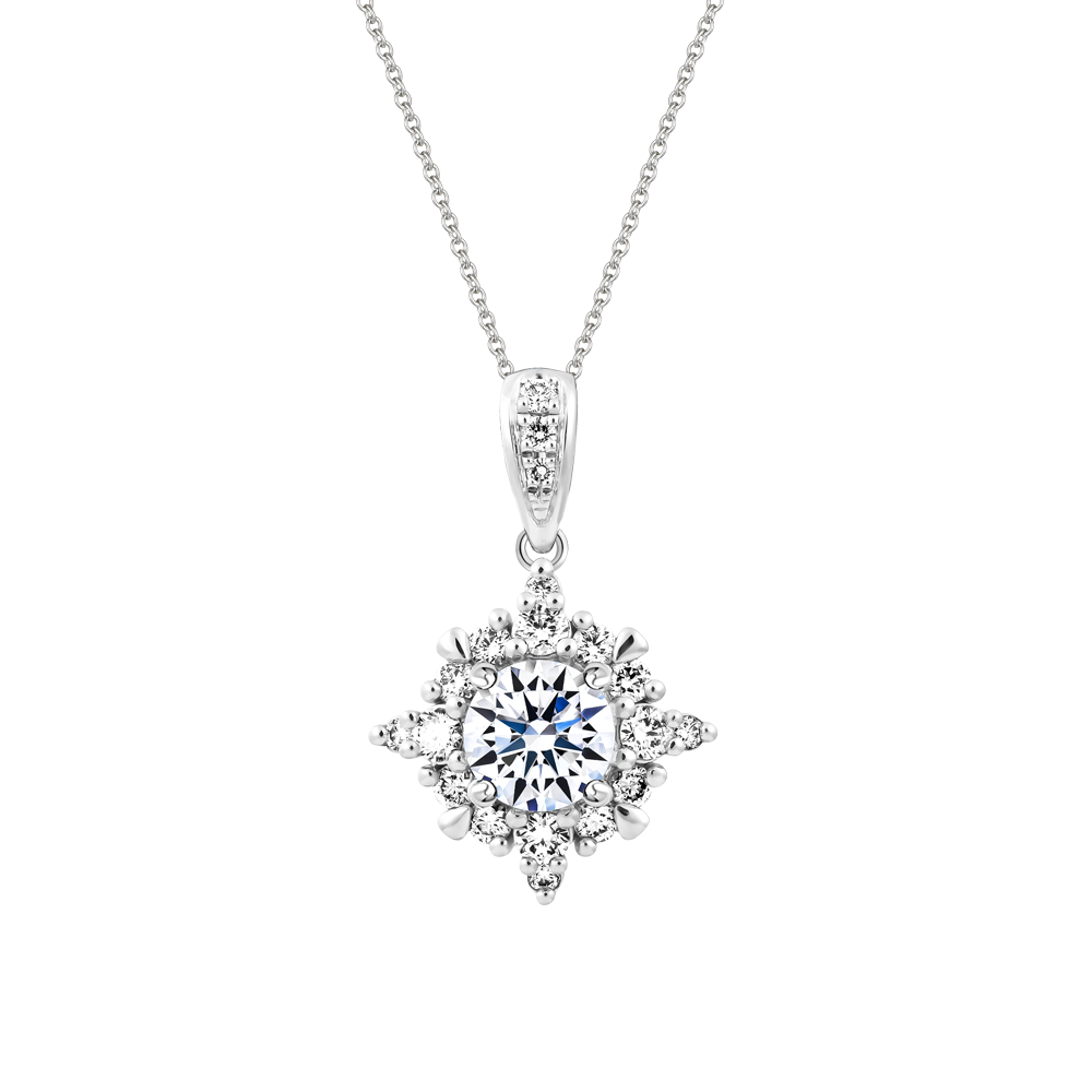 Mặt kim cương 8 Hearts & Arrows vàng 14K Glare H&A 2C