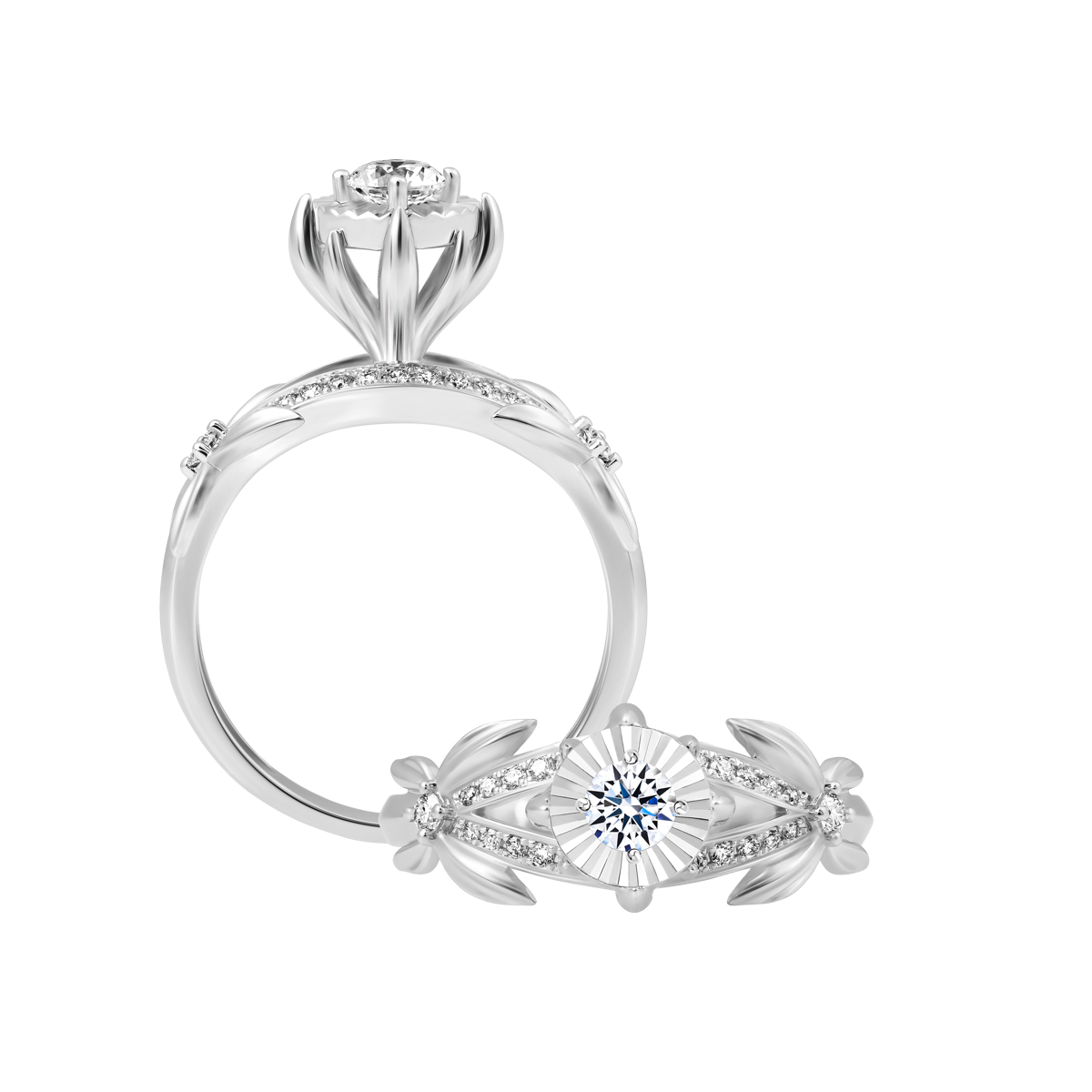 Nhẫn nữ kim cương tấm vàng 14K Cinta V2 2C